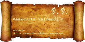 Vaskovits Valdemár névjegykártya